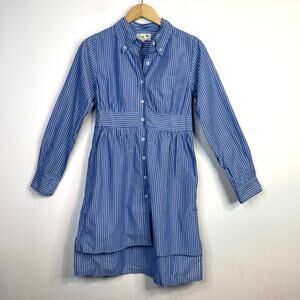 Mille Button Down Blue Striped Oxford Long Sleeve Shirt Dress Shirtdress XS